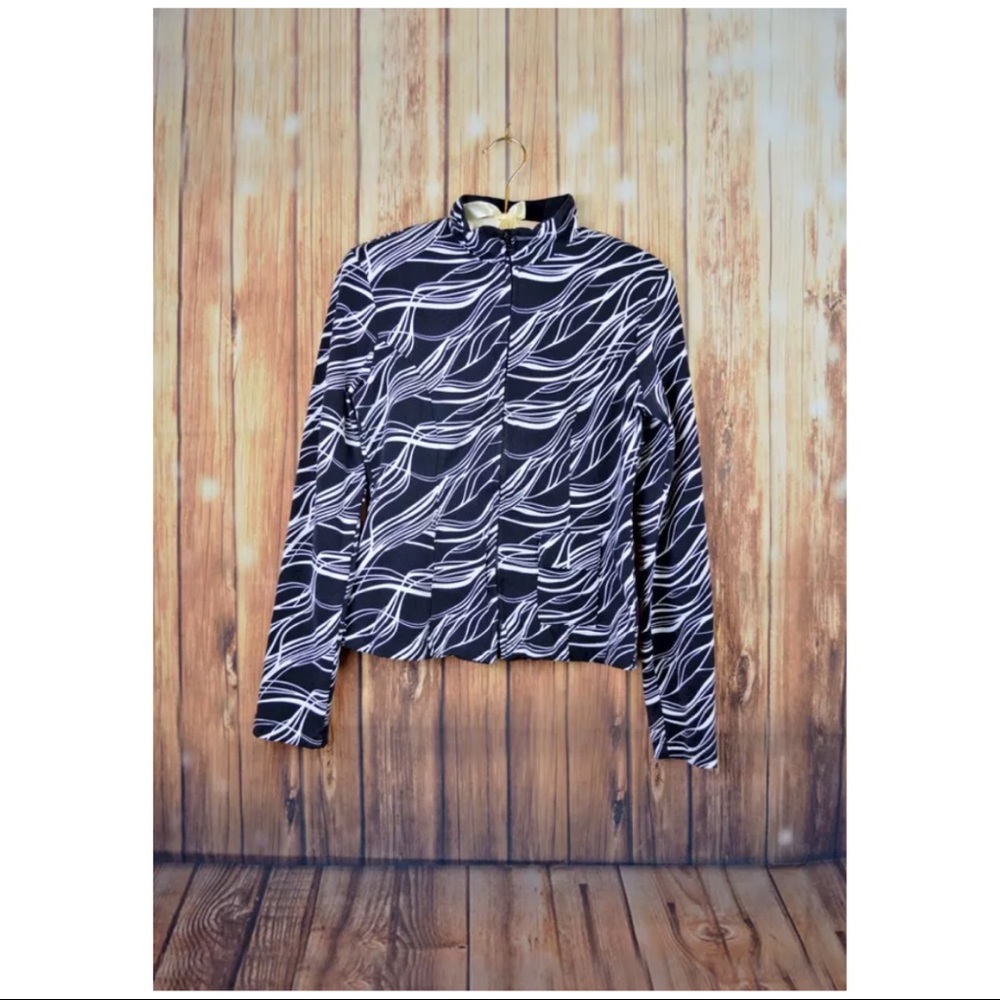 Boston Proper Athletic Jacket Full Zip Black White